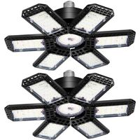 LED Garage Light 2 Pack , 45W 4500LM LED Shop Lights, LED Garage Ceiling Lights with 6+1 Adjustable Panels for Basement, Barn, Warehouse, Attic, Garage Lighting Support E26/E27 Socket