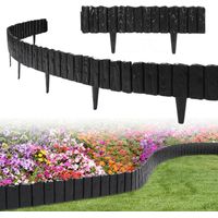 Jiubiaz 12 Stück Rasenkante Holzoptik Beeteinfassung Beetzaun Beetumrandung Kunststoff für Garten, Wiese 6,9m Schwarz