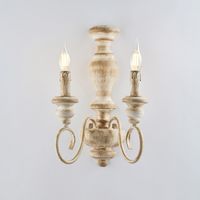 Cascina Applique En Bois Et Fer Blanc Et Tourterelle 2 Lumières .25 P.18 Bl265-Ap2-Bt
