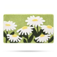 Tapis de bain à poils longs – Tapis de bain à poils longs et doux en microfibre douce et absorbante – Tapis de bain pour chambre d'enfant, chambre à coucher et cuisine – Motif marguerite