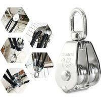 (Argent) M15 Stainless Steel Double Swivel Pulley - 1x Lifting Pulley - pour le levage de cordes sur les bateaux ou les yachts