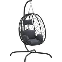 Fauteuil relax Fauteuil suspendu avec coussin en polyrotin et acier anthracite
