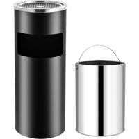 Papelera con cenicero 30 L Acero Negro vidaXL