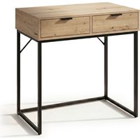 Tavolo consolle stile loft ELANO 2 cassetti 80 cm Rovere Artisan Gambe nere