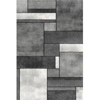 Modern Abstract Low-Pile Rug � Non-Slip & Machine Washable Floor Carpet for Living Room, Bedroom & Hallway � Neutral Short Shag Design MOSAIC RUG 60110CM GREY