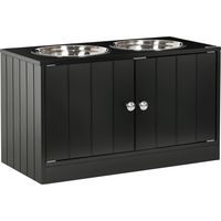 Pawhut – Gamelle surélevée pour chien avec 2 bols en acier inox – Support MDF noir – Dimensions 60x30x35,5cm – Réduit les tensions articulaires