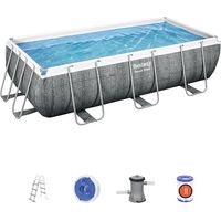 Piscina Bestway Rettangolare Power Steel Frame Colore Grigio Scuro 4.04x2.01x1 M