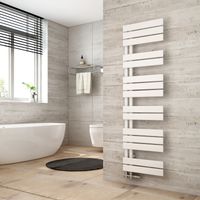 Heilmetz Handtuchheizkörper Warmwasser Badheizkörper Weiß 140 x 40 cm 570W Flach Design Seitenanschluss