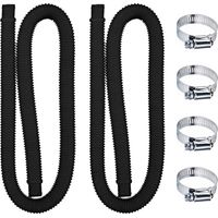2 pièces Tuyau pour Piscine,Tuyau de Rechange pour Piscine,Pompe à Filtre avec 4 Pinces Métalliques,Tuyaux de Rechange pour Piscines Hors Sol(1.5m)Noir