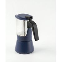 Italienische Kaffeemaschine - INOXIBAR - Klar 6 Tassen Blau - Borosilikatglas - Induktion - Sicherheitsventil