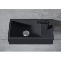 BERNSTEIN - Lavabo mural mineral fundido - 44x22x10cm - BA18 - Sin desagüe ni tapa, Almacenamiento recto, Sin consola, Cuarzo negro Sin desagüe, sin adicional Abertura, Espacio de almacenamiento a la