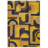 MODULE DESIGN - TAPPETO GEOMETRICO NUANCE - Prodotto in Belgio - Tessuto piatto jacquard meccanico - Rifinito a mano - Antiscivolo naturale - 100% poliestere - Giallo Meyer - 240 x 340 CM