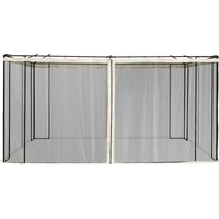 Rideaux en maille de remplacement pour tonnelles de jardin 3 x 4 m – Moustiquaires avec fermetures éclair – Polyester – Noir