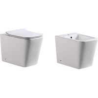 Paar bodenstehende Sanitär eckig set Toilette Bidet bodenstehende Vase Keramik mod. Ideal