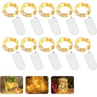 GROOFOO 10PCS Guirlande Lumineuse 2m 20 Led, Alimentée par Batterie,2 Motifs pour La Chambre À Coucher,Le Patio, La Tapisserie,L'Arrière-Cour,Le Jardin,La Fête Et L'Intérieur Blanc Chaud