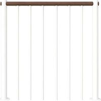 Ringhiera per scala diritta - Bianco - Acciaio verniciato a polvere - Lunghezza 1 m - Corrimano in legno di noce - RE-I-RV-BOIS-BN