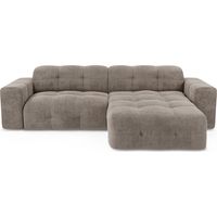 Canapé angle droit 5 places en velours taupe MAEL