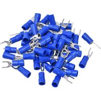 Connecteur de fil isolé en forme de U à borne à fourche, 50 pièces, sertissage de câble 12-10AWG SV5.5-6, bleu.