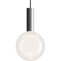 Zafferano Lampada a sospensione Sfera LED TRIAC 8W 2700K Vetro borosilicato trasparente e alluminio, design moderno per illuminazione d'interni
