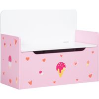 ZONEKIZ 2 en 1 Banco Infantil con Baúl de Almacenamiento para Niños de +18 Meses Carga 50 kg 60x30x50 cm Rosa