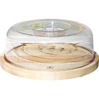 PORTA FORMAGGIO REALIZZATO IN LEGNO DI FAGGIO TONDO DIAMETRO 26.5 CM CAMPANA IN PLASTICA