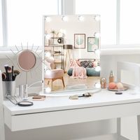 Miroir de maquillage style Hollywood miroir de coiffeuse tactile avec 12 lumières LED ajustables 41,5x13,5x51 cm blanc