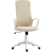 Silla de oficina giratoria altura ajustable con reposabrazos respaldo alto basculante 62x56x110-119.5cm Beige