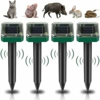 Paquet de 4 répulsifs solaires à ultrasons pour rats, répulsifs solaires pour rats, répulsifs ultrasoniques pour serpents, répulsifs anti-rats étanches IP65, répulsifs anti-gophers pour l'extérieur