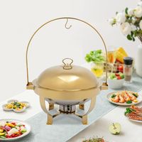 Plaque chauffante en acier inoxydable doré, 8 litres, pour buffet, avec réservoir à combustible, convient pour hôtels, cantines, restaurants, réunions de famille, banquets, mariages