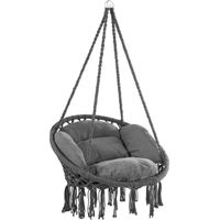DETEX® Sedia Sospesa Ø60cm Giardino Dondolo Girevole a 360° Certificato GS Poltrona Pensile 150kg Cuscino 2 Anelli in Acciaio Oscillante Vari Colori Antracite