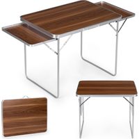 Folding Camping Table with Shelves, MDF Top, 120x60 cm