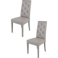 Tommychairs 2 Chantal chairs in beech, seat in light grey faux leather
