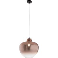 Suspension Bowl En Verre Couleur Cuivre, Douille E27 Max 60W, Monture Noir Mat Et Câble En Tissu Noir Élégant - Perenz Illumine Votre Intérieur.