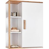 Showerdrape Cassino Bamboo/White Bathroom Wall Cabinet with Display Shelves