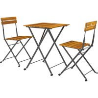 Table salle à manger pliante 2 chaises teck 3 pièces terrasse balcon