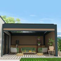 Store vertical pour pergola SPINELLE et HYLIA (Motorisation à télécommande - Gris anthracite RAL 7016 - Taupe 285g/m² (micro-perforée) - 4.00 x 2.50 m)
