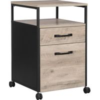 Mobile da ufficio con 2 cassetti, armadio con ruote, posizione aperta, stile industriale, 66 cm, greige e nero 120001502