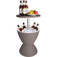 Outdoor Cooler Side Table, 30L Ice Box, Adjustable Top