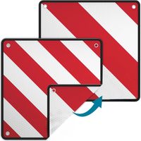 Wiltec 2in1 rot weiße Warntafel Spanien und Italien aus Aluminium mit Befestigungslöchern 500x500 mm reflektierend Warnschild für Fahrradträger und Heckträger zur Kennzeichnung überstehender Ladung