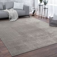 Paco Home Waschbarer Teppich Wohnzimmer Kurzflor Einfarbiger Moderner Stil Weich Grau 120x160 cm