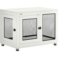 Pawhut – Cage pour chien sur pied – Acier et panneaux de particules – 94x60x71.5cm – Coussin en tissu oxford inclus – Table d'appoint avec plateau
