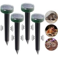 Kit de 4 répulsifs solaires à ultrasons pour éradiquer les rats-taupes et les parasites du jardin