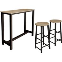 Tavolo alto con 2 Sgabelli Gambe metallo 120x100x40cm Barra cucina Modello Ani Nero e Sonoma
