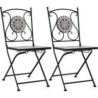 Chaises de bistrot mosaïque 2 pcs Gris vidaXL