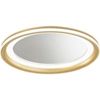 Miroir Led Mirò D.40 Cm 38W Or Brossé, Plafonnier Et Applique Murale, Lumière Chaude 3000K, Design Élégant Pour Salle De Bain