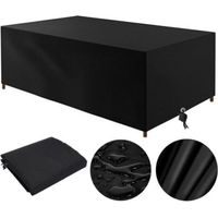 Housse Table De Jardin 210D, Housse Salon De Jardin Exterieur 210x110x70cm Oxford Housse De Protection De Jardin Imperméable Au Vent Anti-UV Bache Table De Jardin Rectangulaire (Noir) Housse salon de
