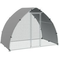 Pawhut – Enclos extérieur pour poules 5,75m² – Toit anti-UV et porte verrouillable – Acier galvanisé et grillage trempé – Pour 4 à 6 animaux