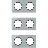 Plaque de finition Garda, en verre, horizontal, 2 postes (lot de 3) - gris