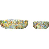 Hubsch Confetti Set di 2 Ciotole in Vetro Multicolore