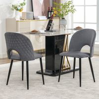 Neche – Lot de 2 chaises en velours gris – Cadre en métal – Pieds réglables – Design élégant pour salle à manger et salon